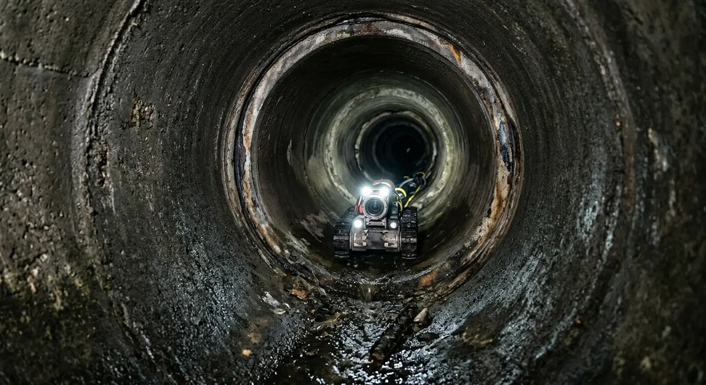 Robotic sewer camera inspecting pipe interior for Drain Snake Service in DeRidder